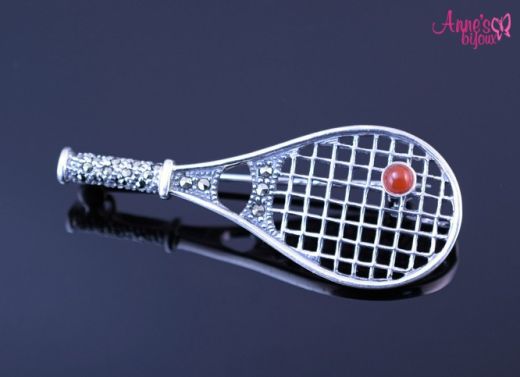 Brosa - pandant din argint in forma de paleta de tenis