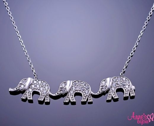 Colier din argint cu elefantei