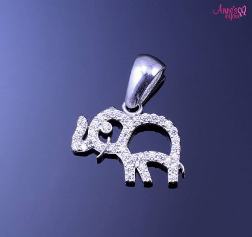 Pandantiv elefant din argint cu zirconii