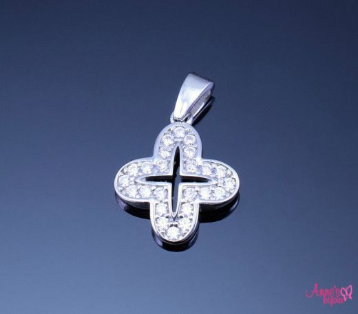 Cruce cu laturi egale din argint cu zirconiu alb