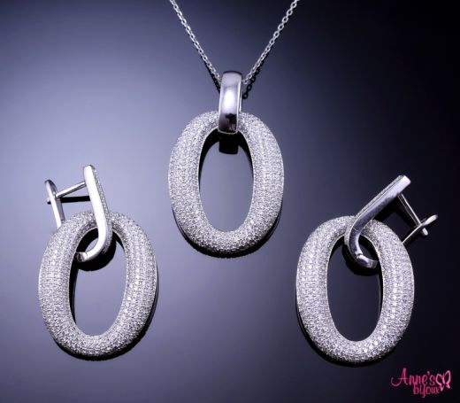 Set elegant din argint cu zirconiu